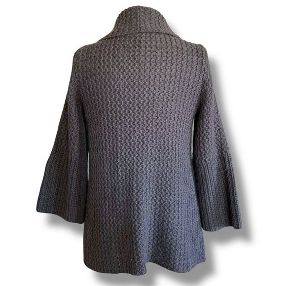 J Jill Womens Cardigan Sz Small Gray Alpaca Wool Bell Sleeve Chunky Open Knit - Picture 5 of 6